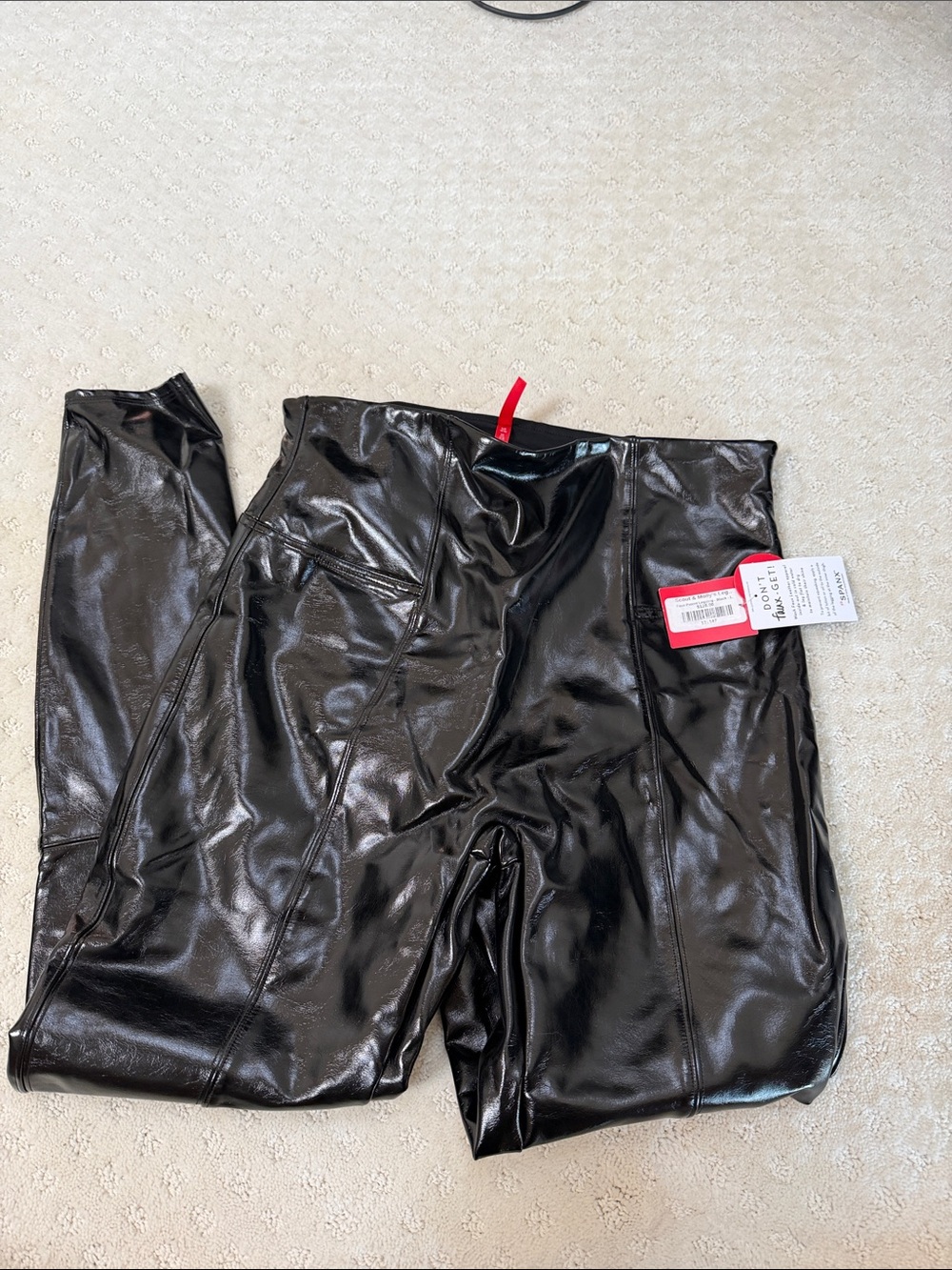 SPANX Black Faux Patent Leggings